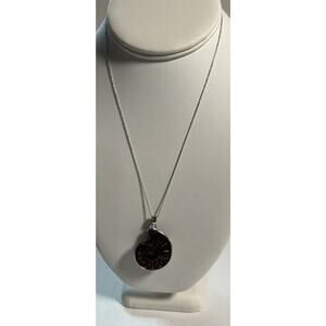 Jewelry Necklace Sterling Silver Chain 18" Ammonite 100% Natural 1.5 Inches